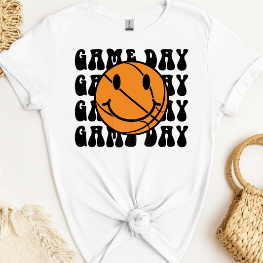 Game Day Basketball Smiley DTF Transfer