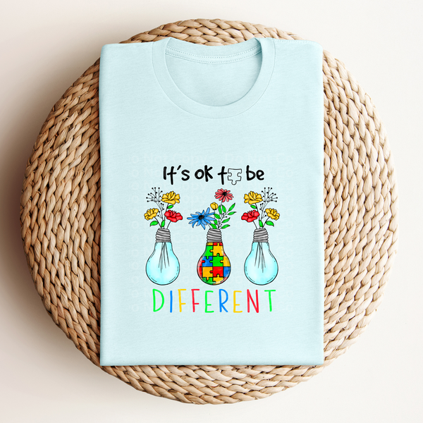 It's Okay to be Different upside-down light bulbs with flowers DTF Transfer