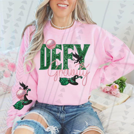 Faux Sequin Wicked Defy Gravity*with optional sleeve design* DTF Transfer