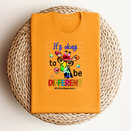 It's Okay to be different #AutismAwareness Giraffe Multi-colored DTF Transfer