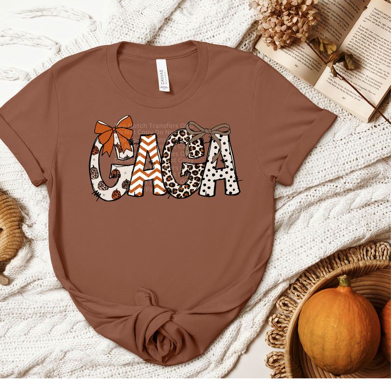 Gaga Fall Letters W/Bows DTF Transfer
