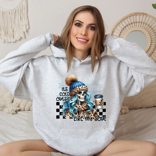 It's Cold Outside Like My Soul Skeleton (Checkered) DTF Transfer