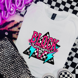 Bl0ck Pink, Blue & Checkered Triangle DTF Transfer