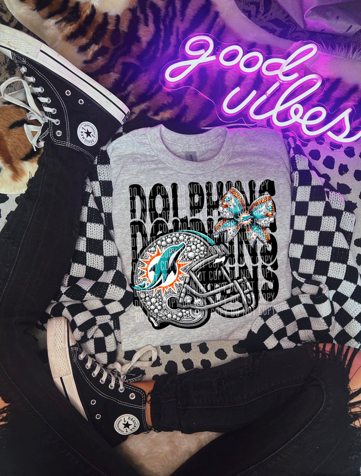 Dolphins Team Bows DTF Transfer