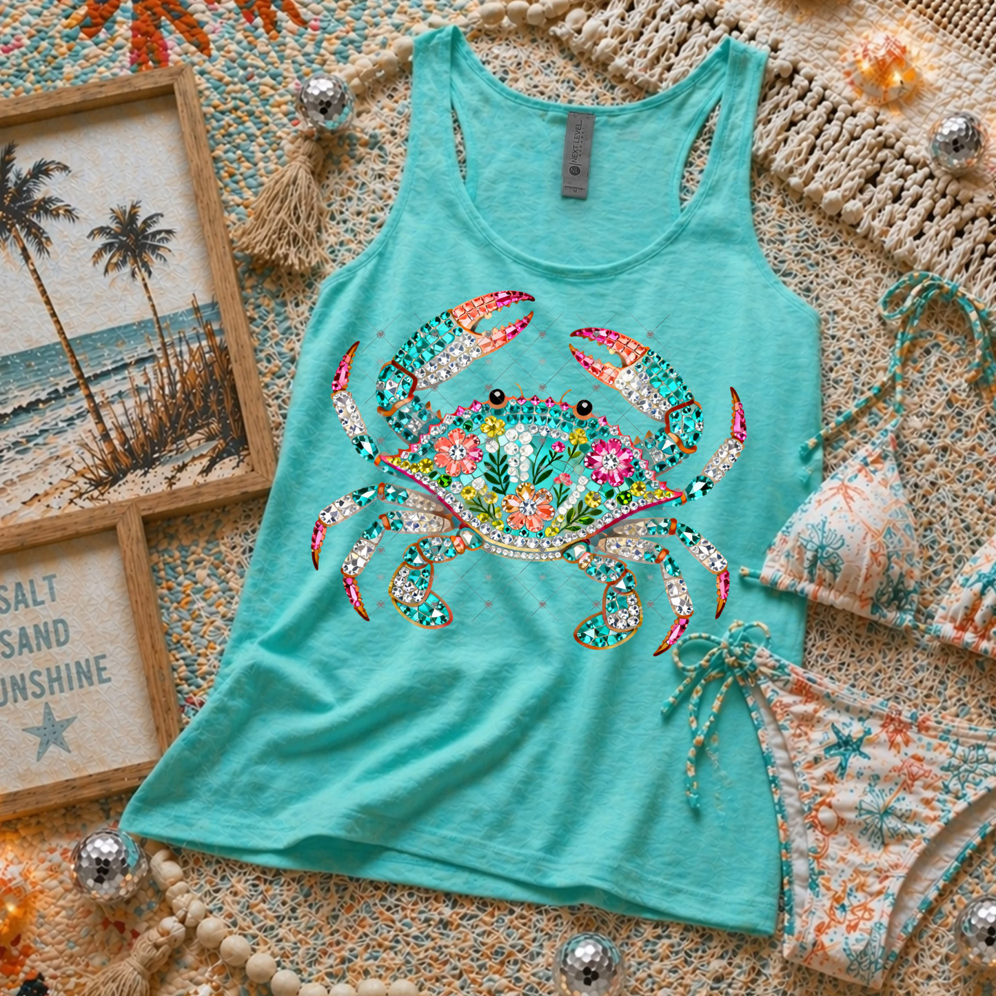 Faux Rhinestone Beach Crab DTF Transfer