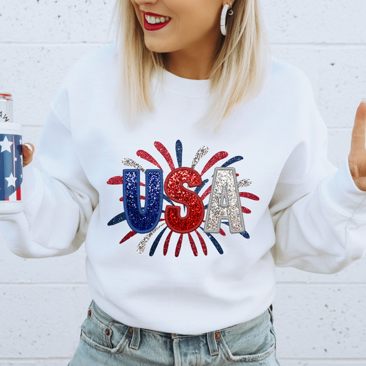USA Firework Faux Sequin DTF Transfer