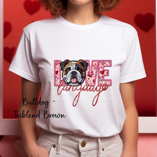 Love Language - Bulldog Tri-blend Brown DTF Transfer