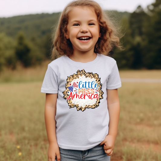 Little Miss America Cheetah Background DTF Transfer
