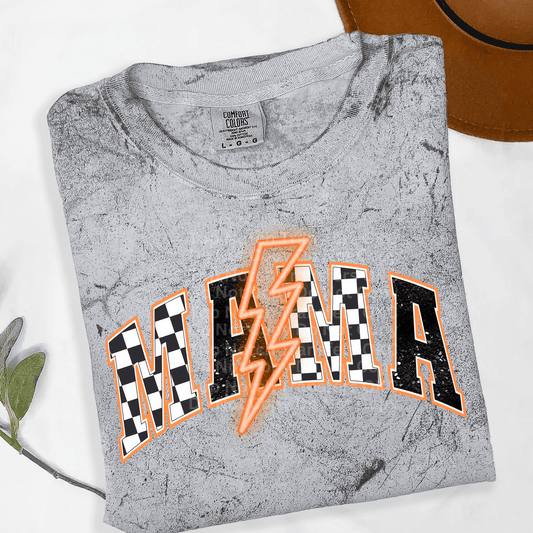 Checkered Mama Neon Orange DTF Transfer