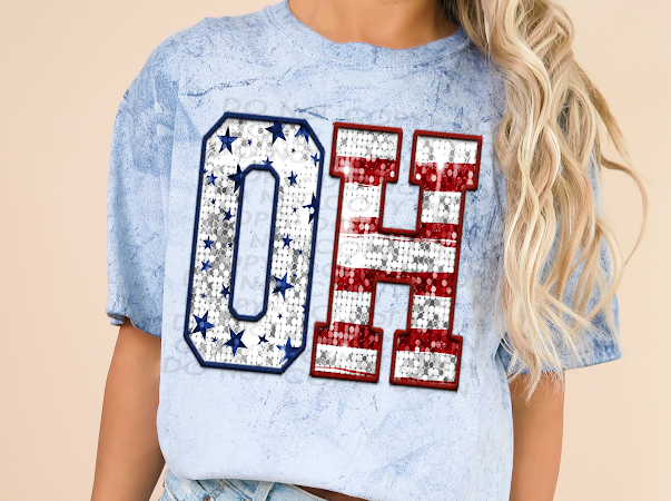 Faux Sequin Ohio DTF Transfer