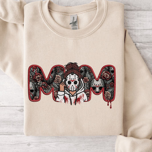Mom Hockey Mask Mom bun DTF Transfer
