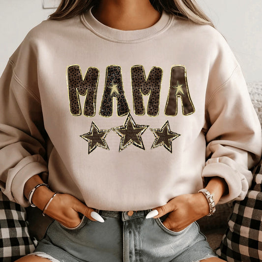 MAMA brown patterns with gold accent DTF Transfer