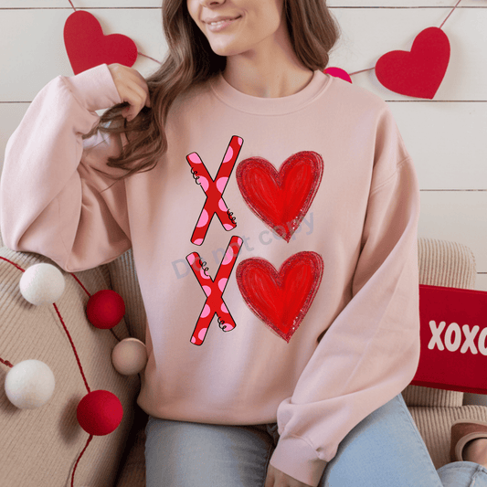 X’s & Hearts Red DTF Transfer