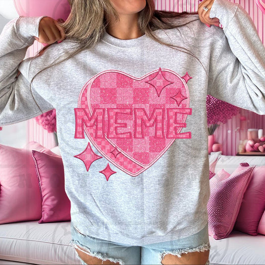 Meme - Pink Checkered Heart DTF Transfer