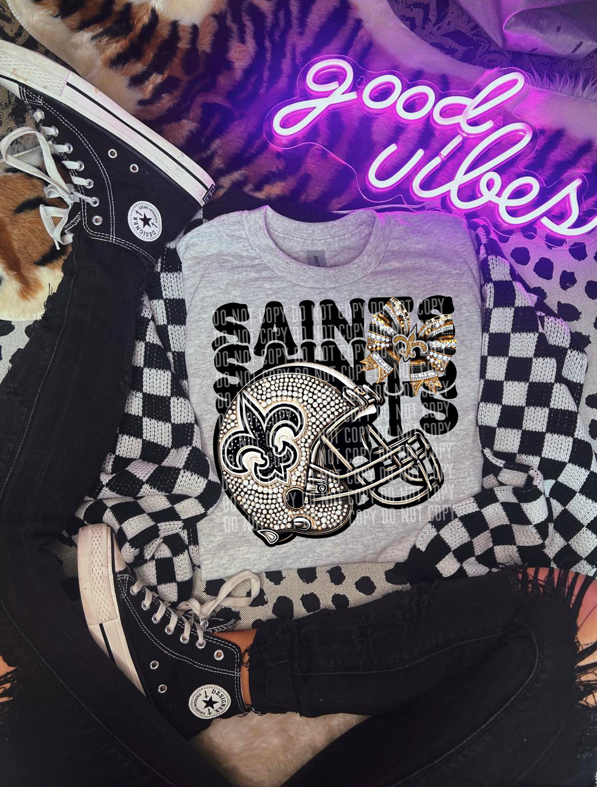 Saints Team Bows DTF Transfer