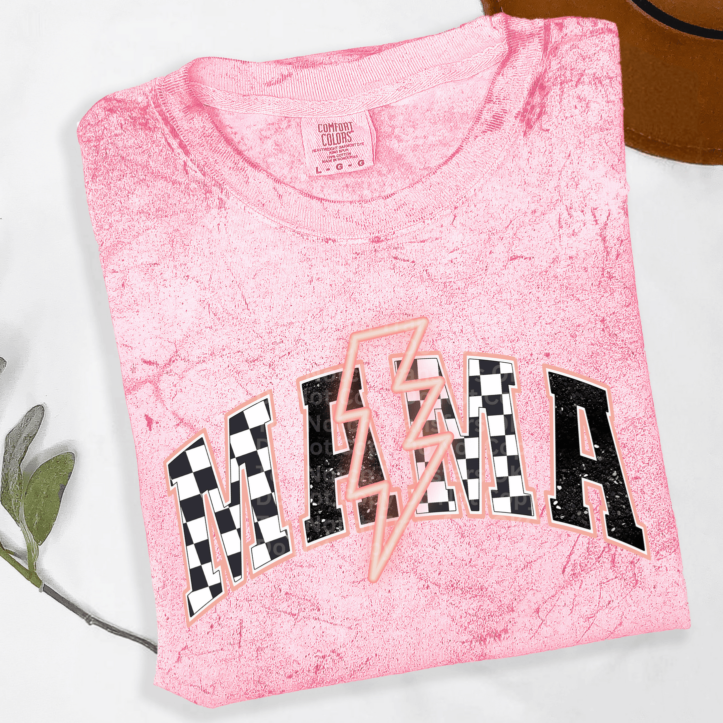 Checkered Mama Neon Peach DTF Transfer