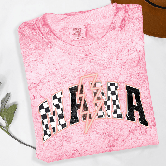 Checkered Mama Neon Peach DTF Transfer