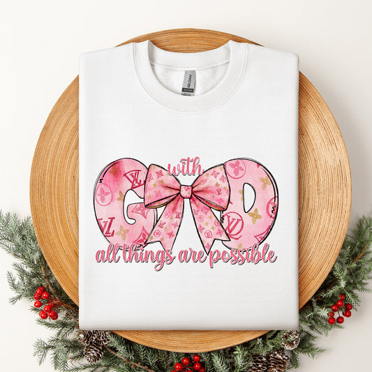 With God All Things Are Possible Bow DTF Transfer
