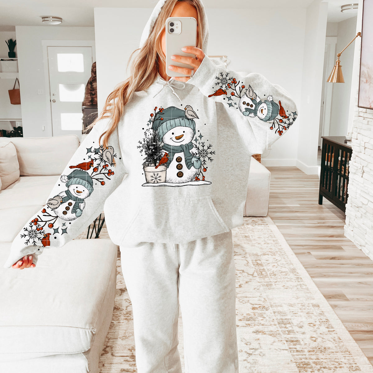 Winter Snowman *Optional long sleeve design* DTF Transfer