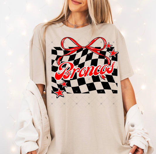 Broncos Checkered Bow DTF Transfer