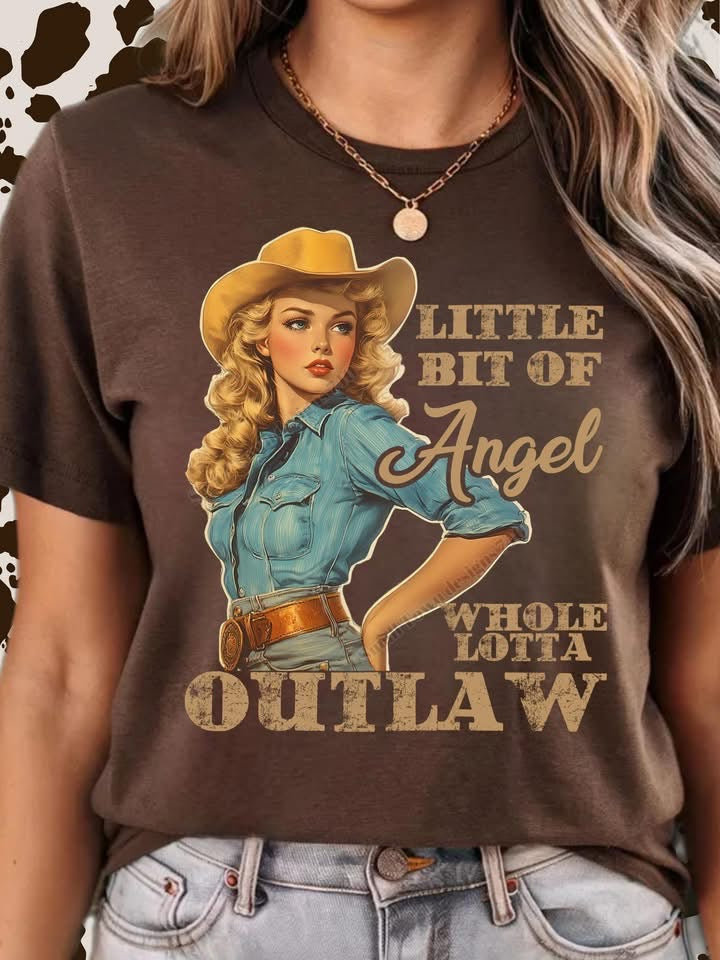 Little Bit Of Angel, Whole Lotta Outlaw DTF Transfer