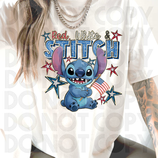Red, White_Stitch DTF Transfer