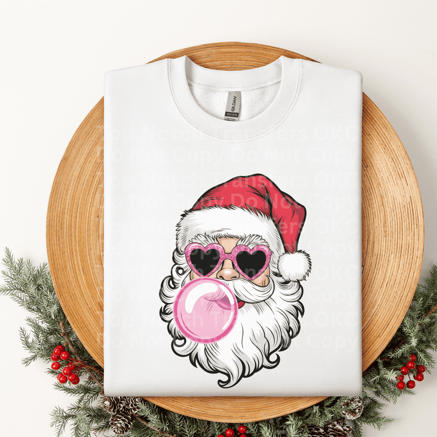 Santa Heart Glasses Blowing Bubble DTF Transfer