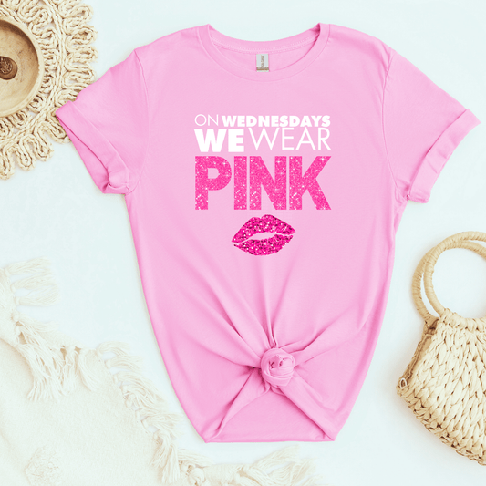 On Wednesdays Pink Glitter DTF Transfer
