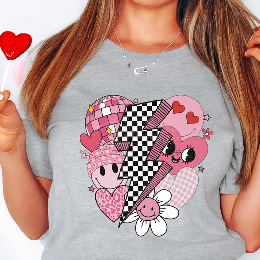Retro Valentine Bolt Collage DTF Transfer