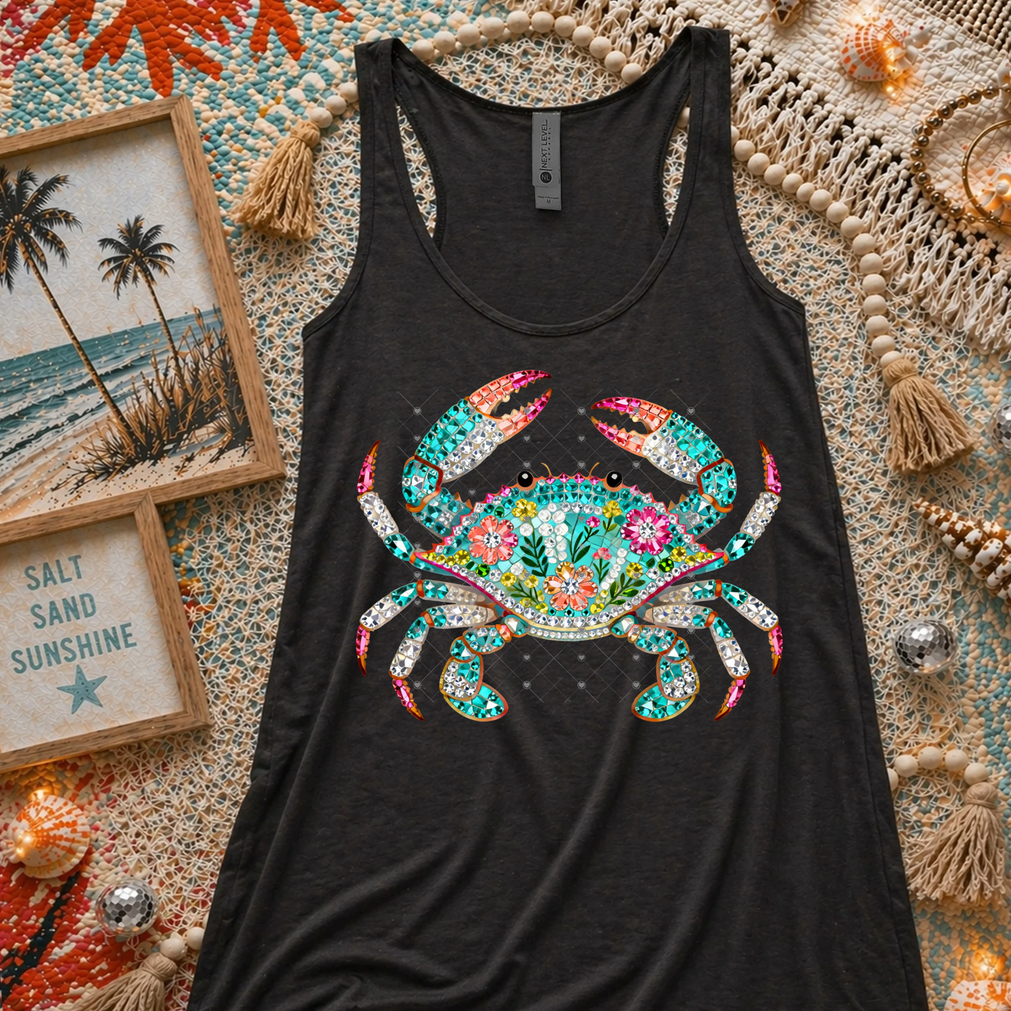 Faux Rhinestone Beach Crab DTF Transfer