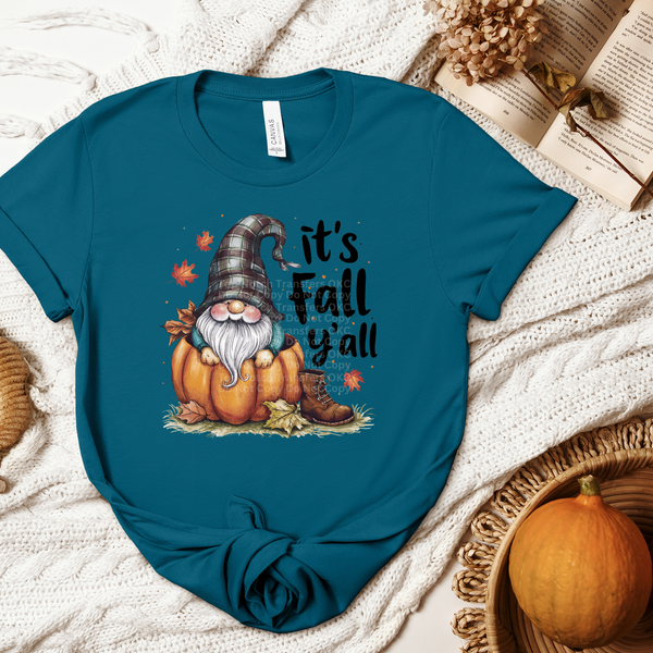 It's Fall Ya'll Gnome in Pumpkin DTF Transfer