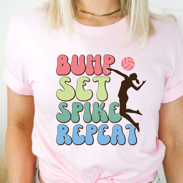 Bump Set Spike Repeat Volleyball DTF Transfer