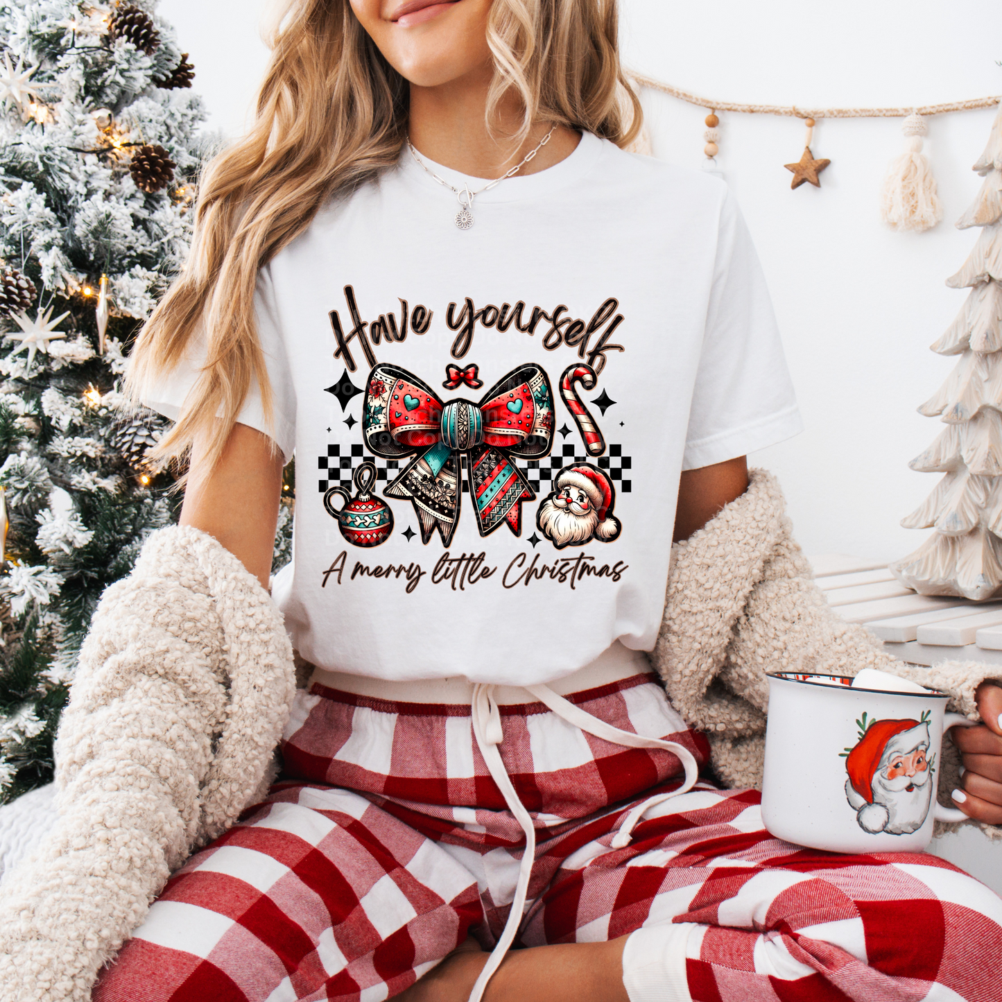 Have Yourself a Merry Little Christmas Vintage Bow DTF Transfer