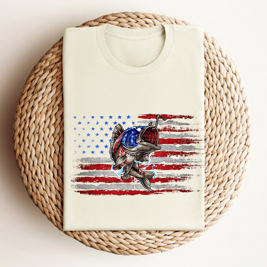 Faded Flag Hooked Fish DTF Transfer