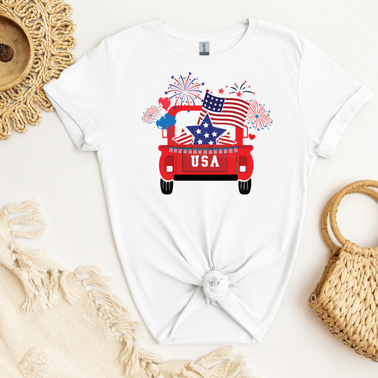 USA Fireworks Red Truck DTF Transfer
