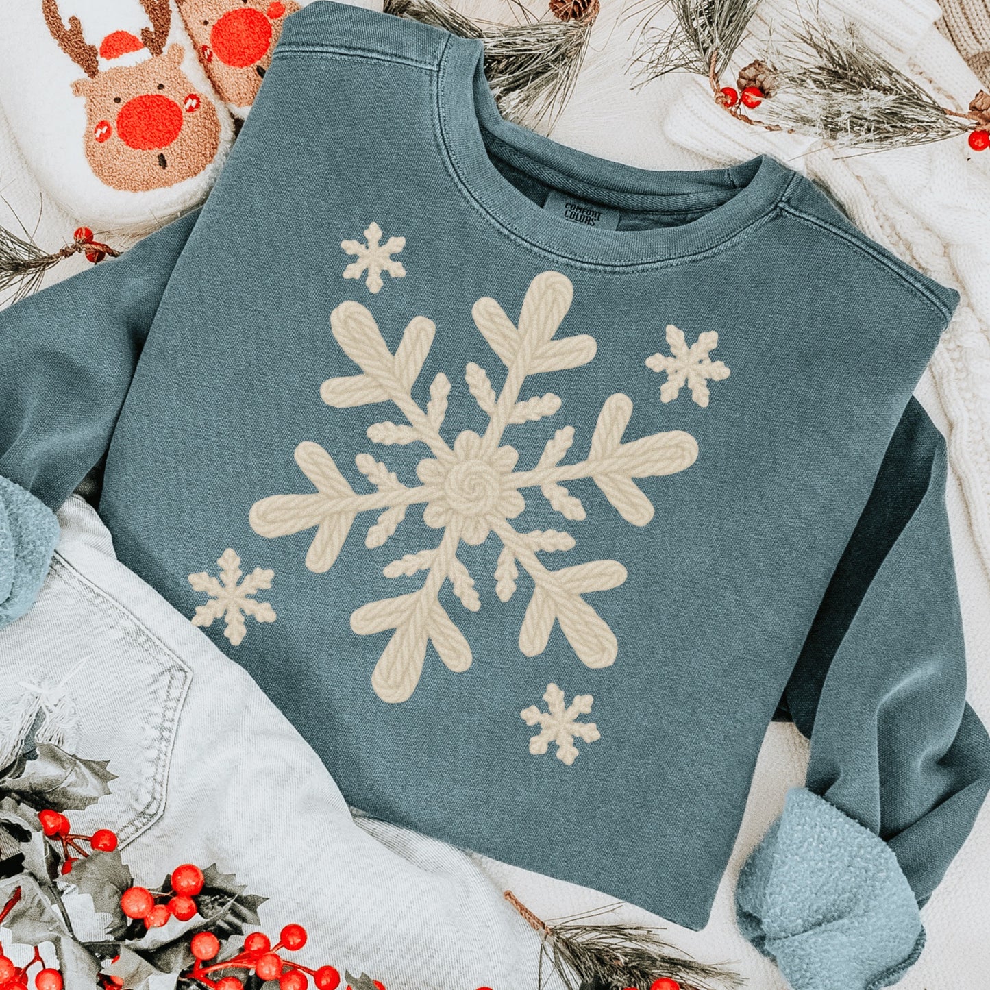 Faux Yarn Snowflakes DTF Transfer
