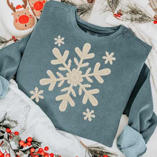 Faux Yarn Snowflakes DTF Transfer