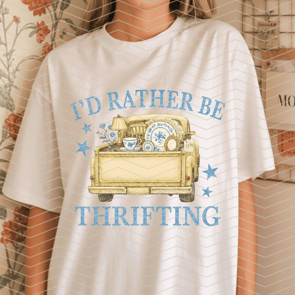 I’d Rather Be Thrifting Yellow Truck DTF Transfer