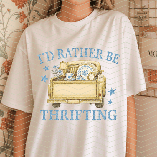 I’d Rather Be Thrifting Yellow Truck DTF Transfer
