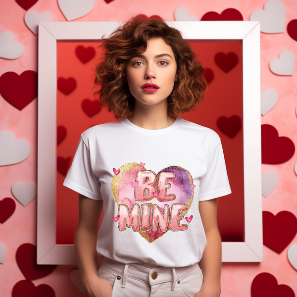 Be Mine Heart Pink & Gold DTF Transfer