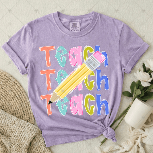 Teach Stacked w/ Pencil DTF Transfer