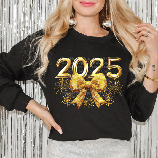 2025 Bow & Fireworks Gold DTF Transfer
