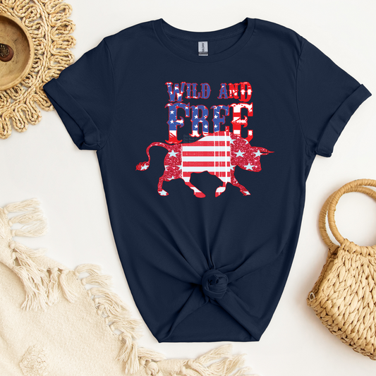 Wild and Free Bull DTF Transfer