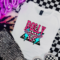 D0lly Pink, Blue & Checkered Triangle DTF Transfer