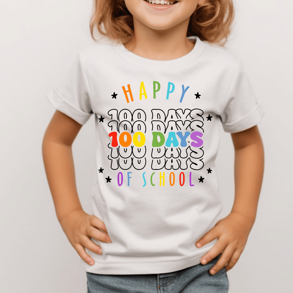 Colorful Happy 100 Days of School DTF Transfer