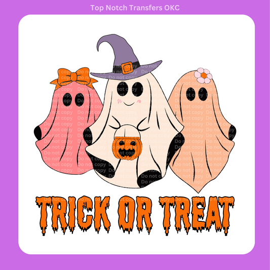 Trick or Treat Ghosts DTF Transfer