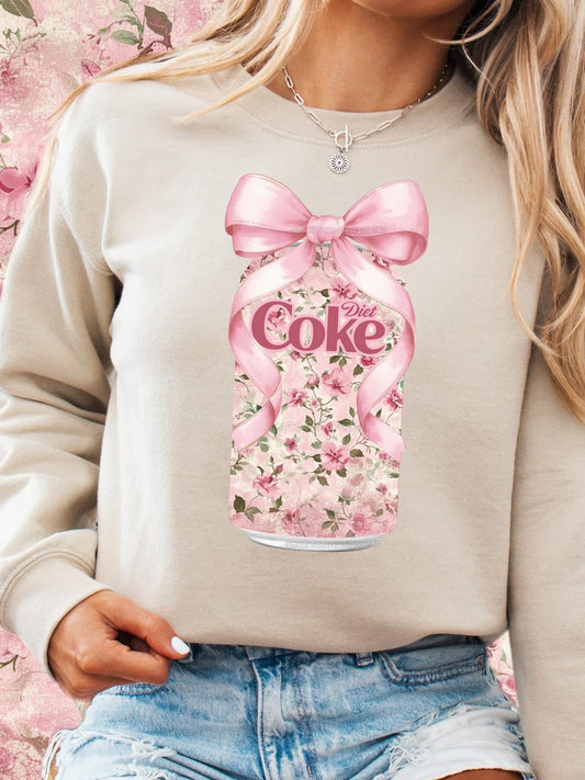 Diet Coke Floral w/ pink bow DTF Transfer