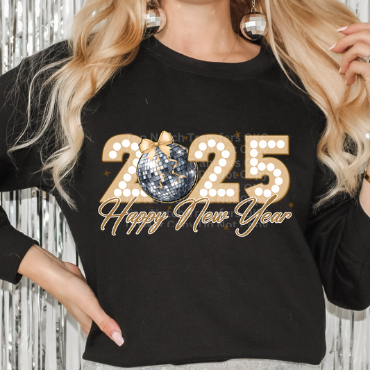 2025 Happy New Year Disco Gold/Silver DTF Transfer