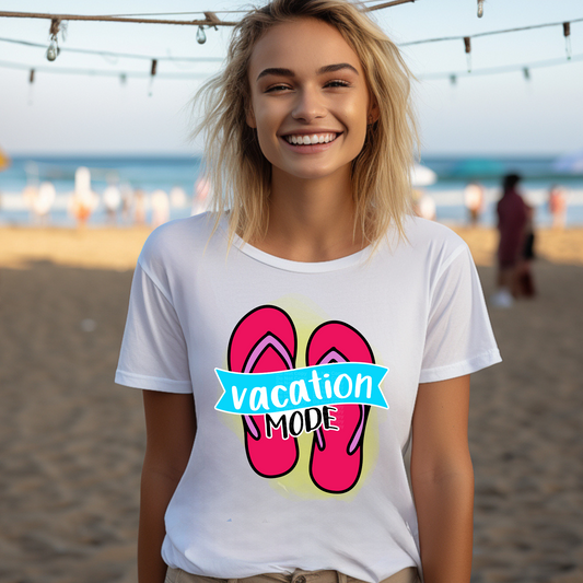 Vacation Mode Pink Flip Flops DTF Transfer
