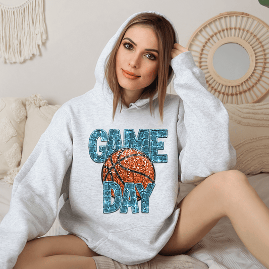 Game Day Faux Sequins Teal DTF Transfer